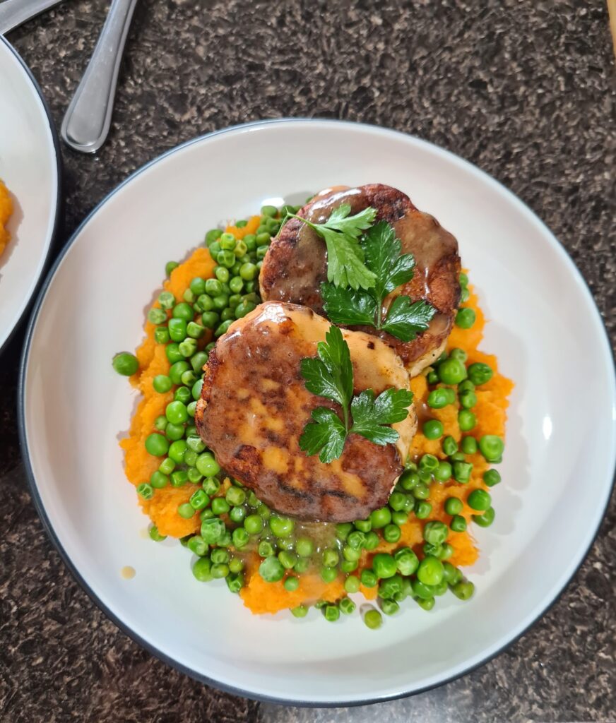 Chicken Rissoles with Creamy Sweet Potato Mash