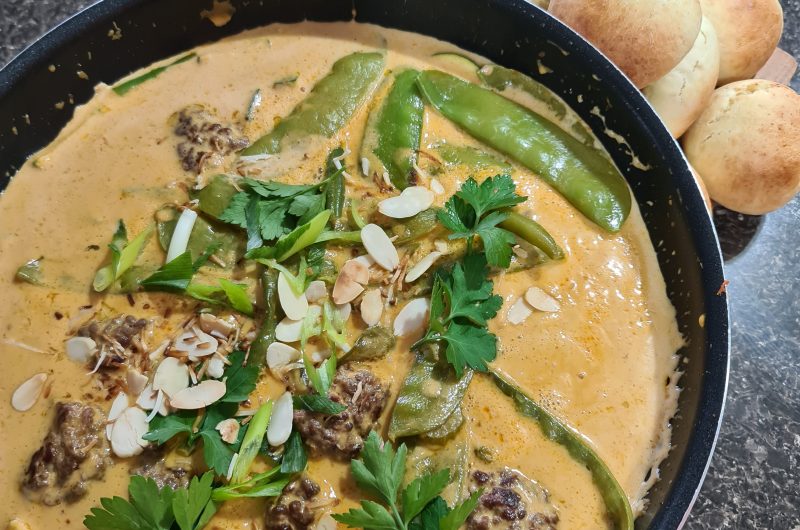 cambodian inspired beef meatball curry