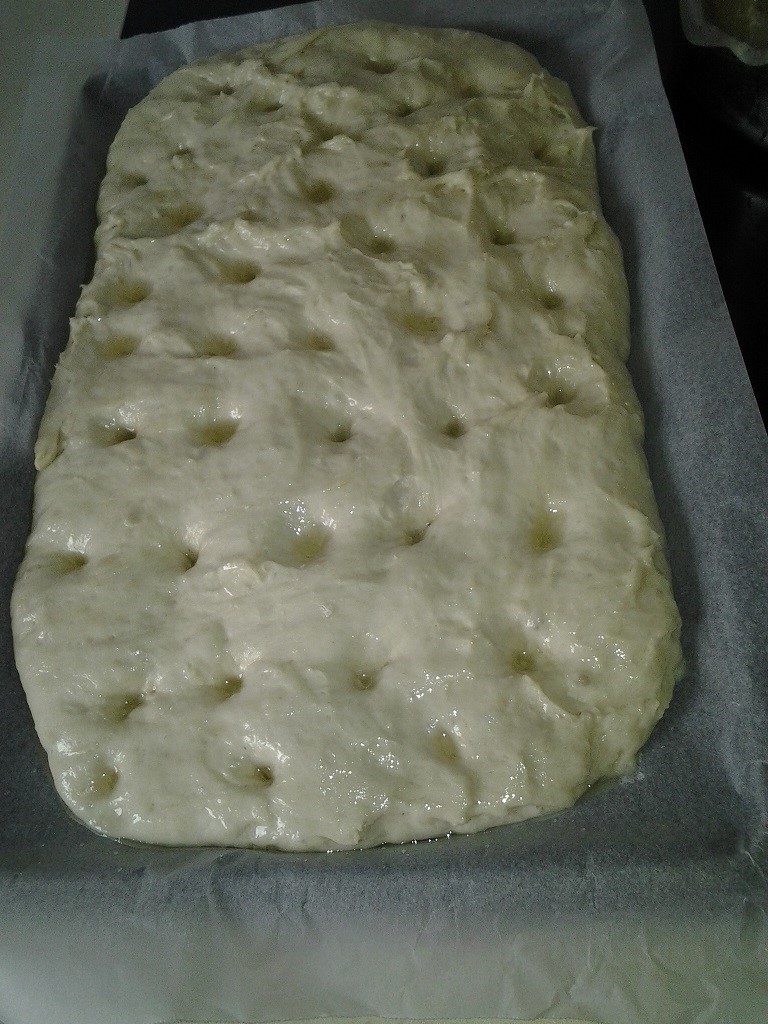focaccia before baked